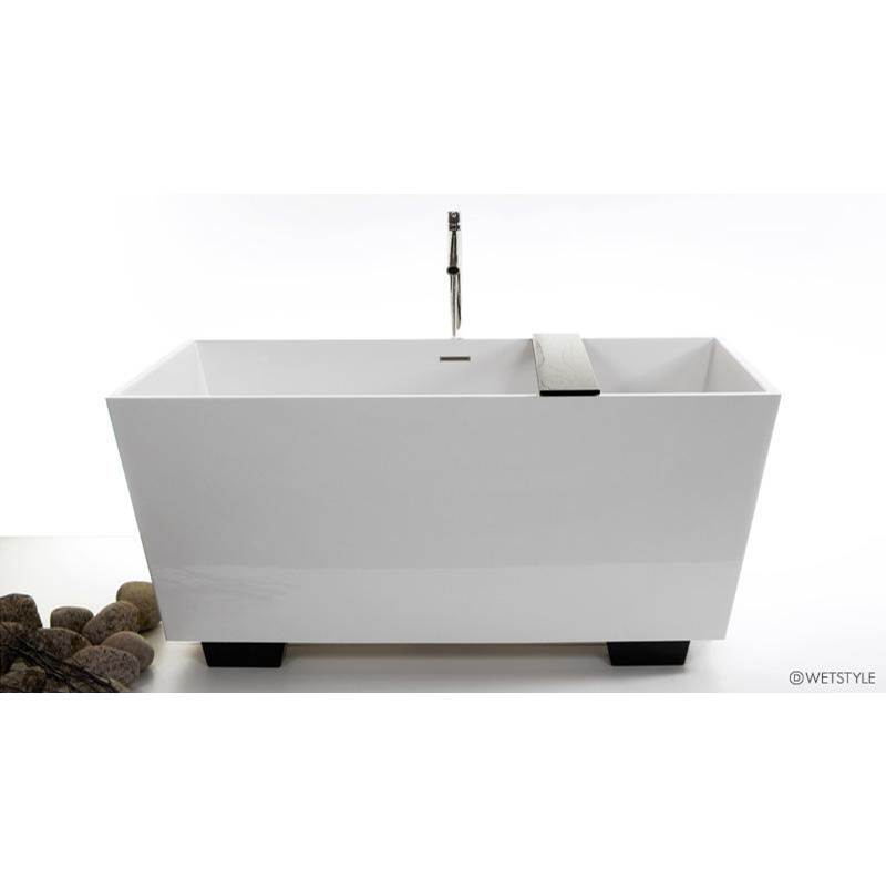 WETSTYLE Cube Bath 60 X 30 X 24.25 - Fs  - Built In Sb O/F & Drain - Wetmar Bio Feet Dark Brown - White Matte